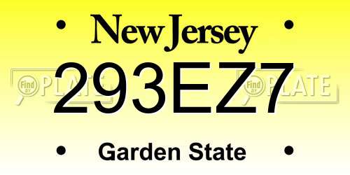 293EZ7 New Jersey License Plate