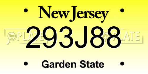 293J88 New Jersey License Plate