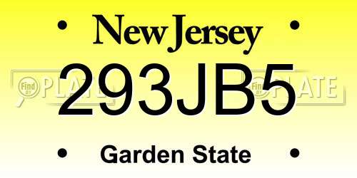 293JB5 New Jersey License Plate