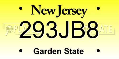 293JB8 New Jersey License Plate