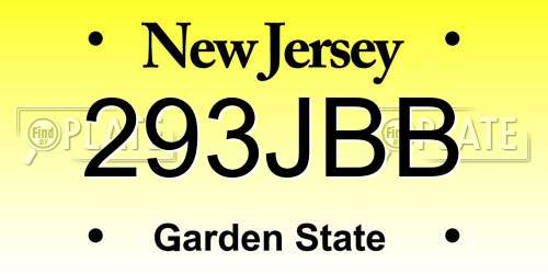 293JBB New Jersey License Plate