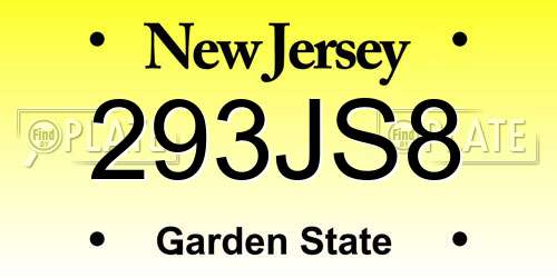 293JS8 New Jersey License Plate