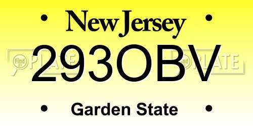 293OBV New Jersey License Plate