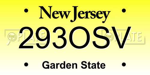293OSV New Jersey License Plate