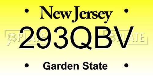293QBV New Jersey License Plate