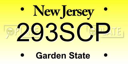 293SCP New Jersey License Plate