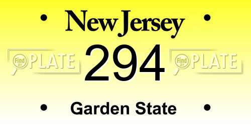 294 New Jersey License Plate