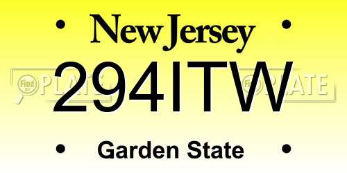 294ITW New Jersey License Plate