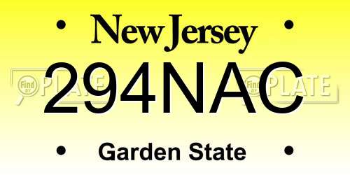294NAC New Jersey License Plate