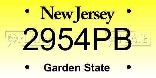 2954PB New Jersey License Plate