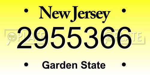 2955366 New Jersey License Plate