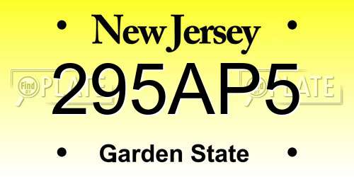 295AP5 New Jersey License Plate