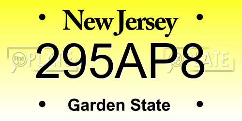295AP8 New Jersey License Plate