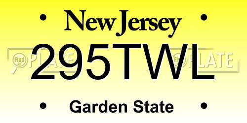 295TWL New Jersey License Plate