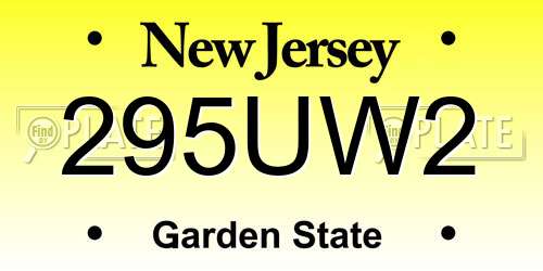 295UW2 New Jersey License Plate