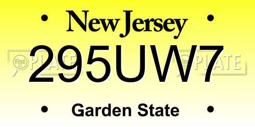 295UW7 New Jersey License Plate