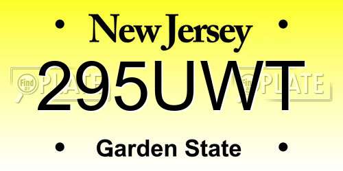 295UWT New Jersey License Plate