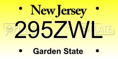295ZWL New Jersey License Plate