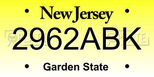 2962ABK New Jersey License Plate