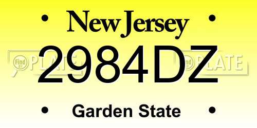 2984DZ New Jersey License Plate
