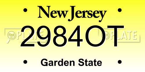 2984OT New Jersey License Plate