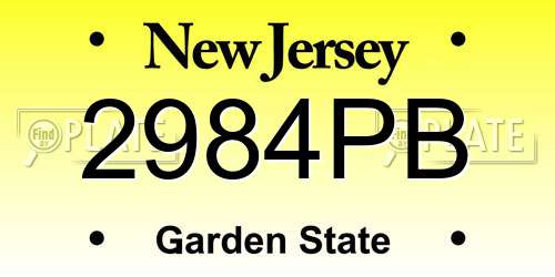 2984PB New Jersey License Plate