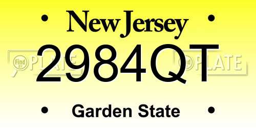 2984QT New Jersey License Plate
