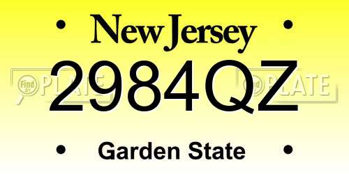 2984QZ New Jersey License Plate