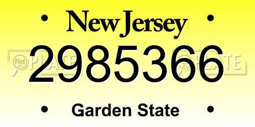 2985366 New Jersey License Plate