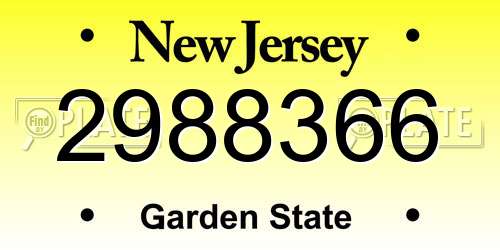 2988366 New Jersey License Plate