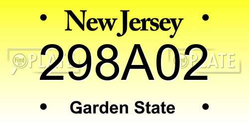 298A02 New Jersey License Plate