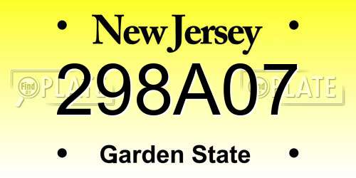 298A07 New Jersey License Plate
