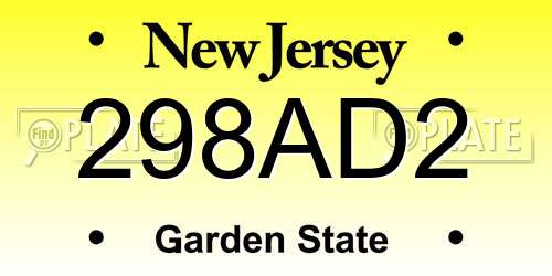 298AD2 New Jersey License Plate