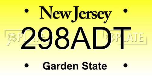 298ADT New Jersey License Plate