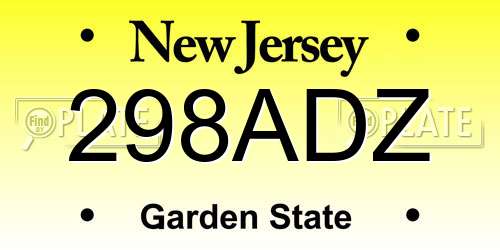 298ADZ New Jersey License Plate