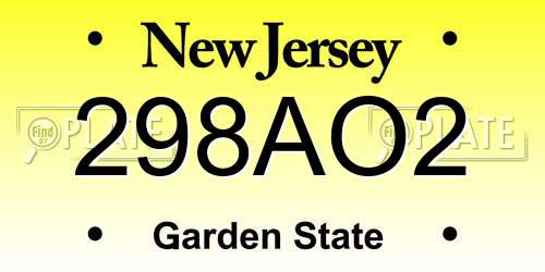 298AO2 New Jersey License Plate