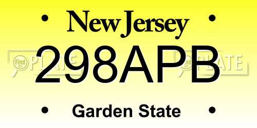 298APB New Jersey License Plate