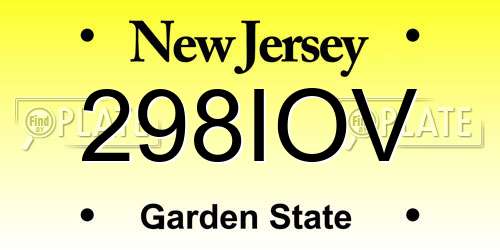 298IOV New Jersey License Plate