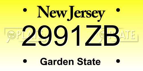 2991ZB New Jersey License Plate