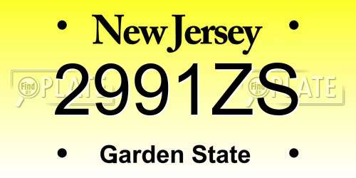 2991ZS New Jersey License Plate
