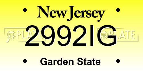 2992IG New Jersey License Plate