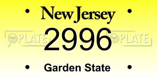 2996 New Jersey License Plate