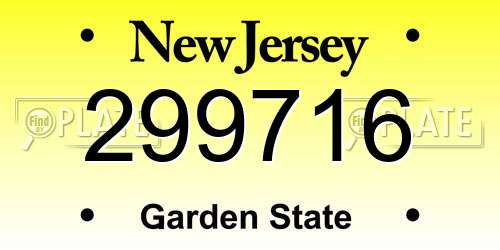 299716 New Jersey License Plate