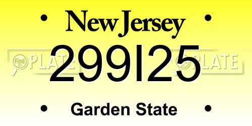 299I25 New Jersey License Plate