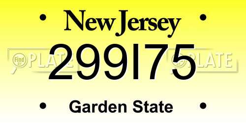 299I75 New Jersey License Plate