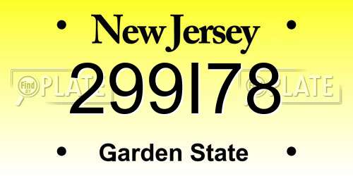 299I78 New Jersey License Plate
