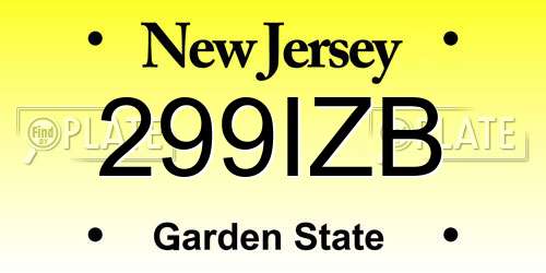 299IZB New Jersey License Plate