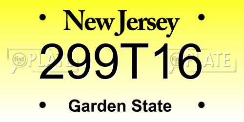 299T16 New Jersey License Plate