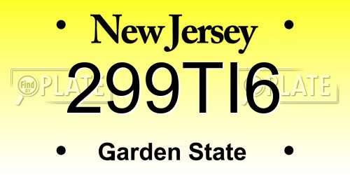 299TI6 New Jersey License Plate