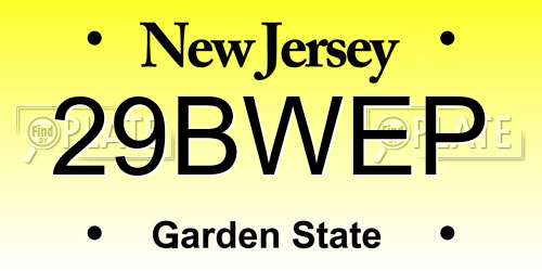 29BWEP New Jersey License Plate